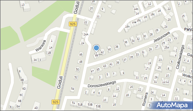 Ruda Śląska, Jesionowa, 44, mapa Rudy Śląskiej