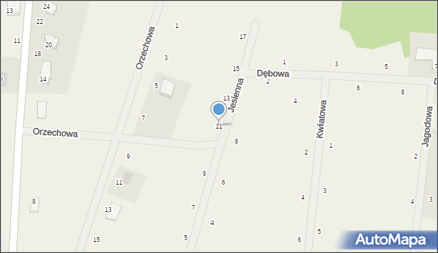 Rurzyca, Jesienna, 11, mapa Rurzyca