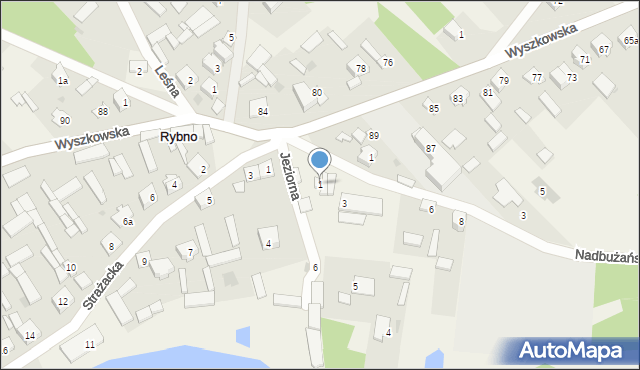Rybno, Jeziorna, 1, mapa Rybno