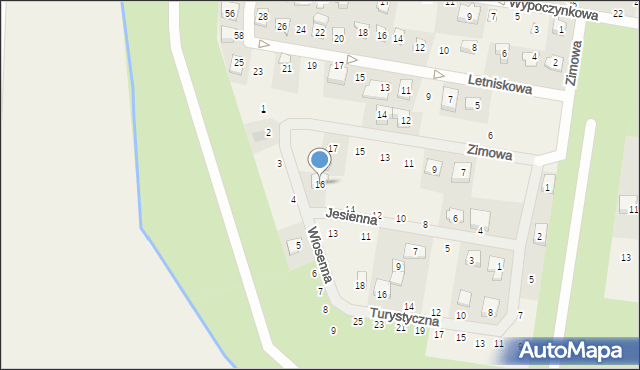 Rybojedzko, Jesienna, 16, mapa Rybojedzko