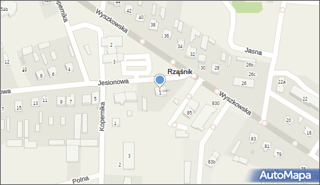 Rząśnik, Jesionowa, 1, mapa Rząśnik