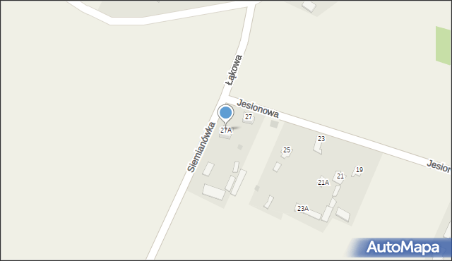Siemianówka, Jesionowa, 27A, mapa Siemianówka