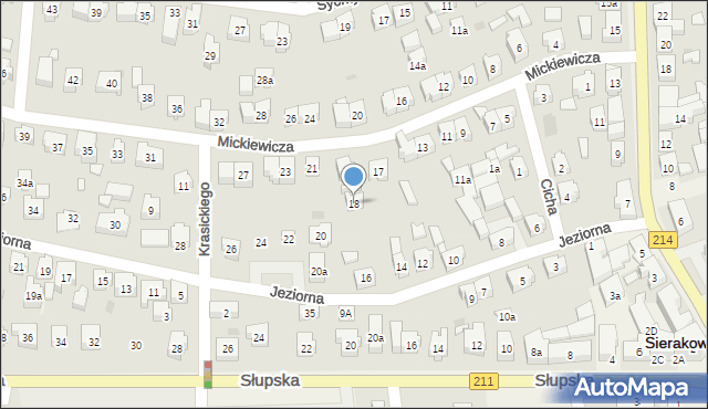 Sierakowice, Jeziorna, 18, mapa Sierakowice