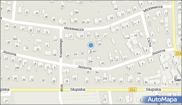 Sierakowice, Jeziorna, 20, mapa Sierakowice