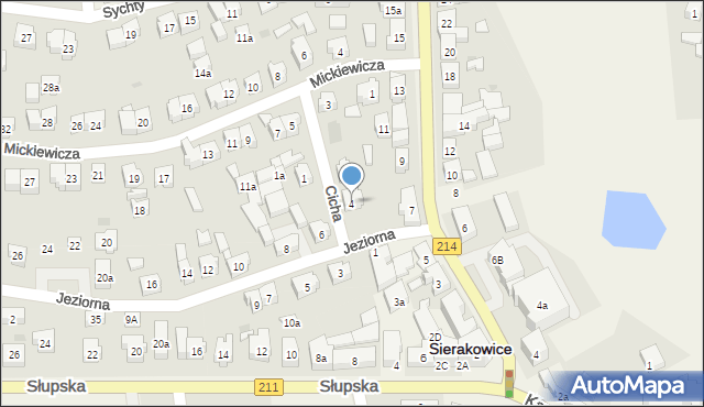 Sierakowice, Jeziorna, 4, mapa Sierakowice