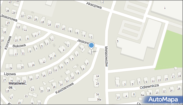 Skarżysko-Kamienna, Jesionowa, 1, mapa Skarżysko-Kamienna