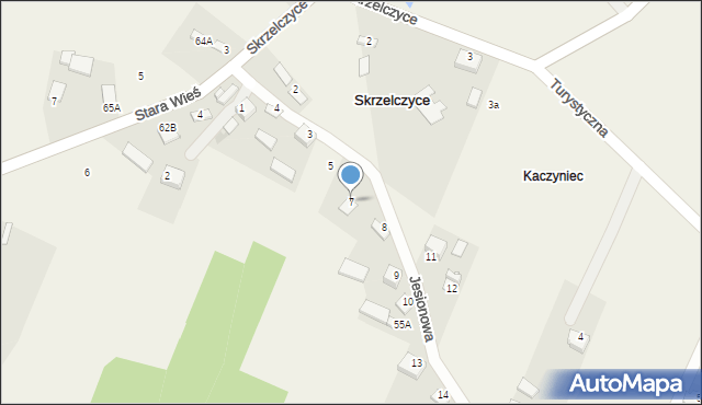 Skrzelczyce, Jesionowa, 7, mapa Skrzelczyce