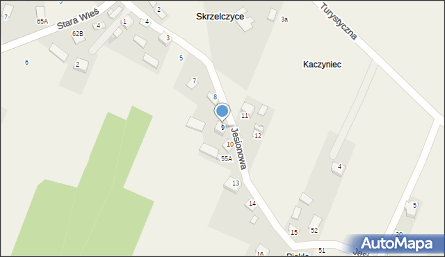 Skrzelczyce, Jesionowa, 9, mapa Skrzelczyce