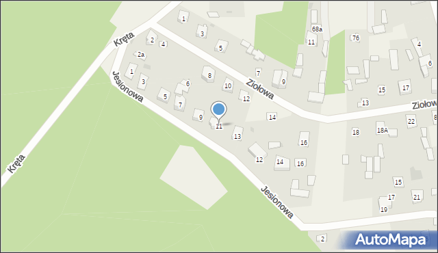 Skuszew, Jesionowa, 11, mapa Skuszew