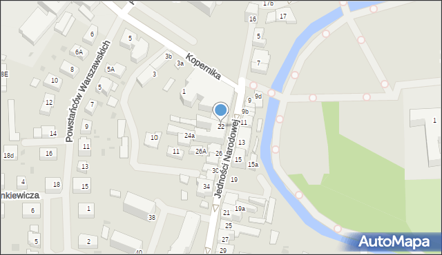 Sławno, Jedności Narodowej, 22, mapa Sławno