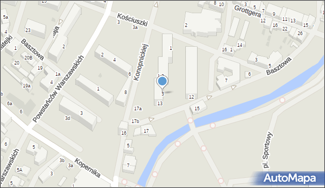 Sławno, Jedności Narodowej, 3, mapa Sławno