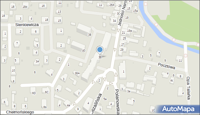 Sławno, Jedności Narodowej, 36, mapa Sławno