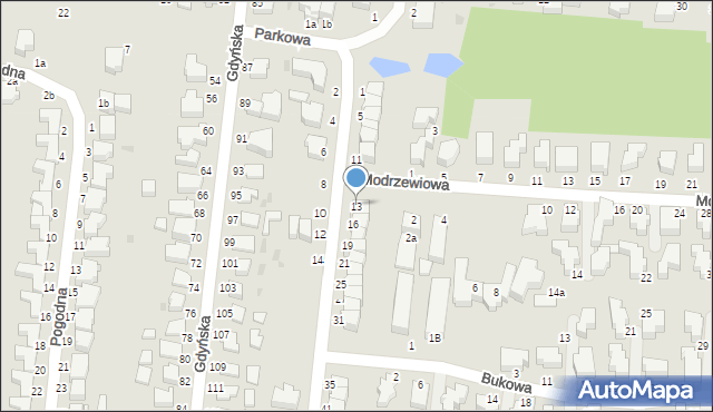 Słupsk, Jesionowa, 13, mapa Słupska