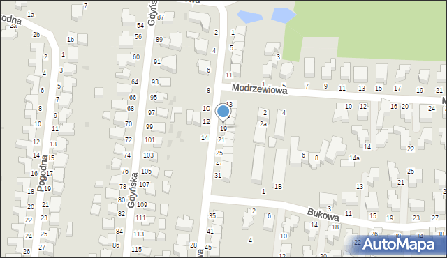 Słupsk, Jesionowa, 19, mapa Słupska