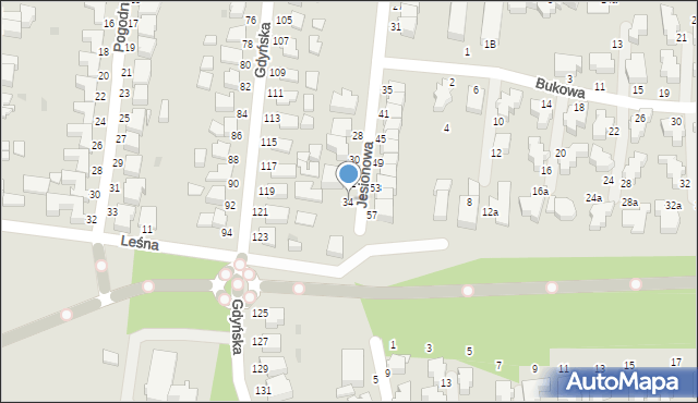 Słupsk, Jesionowa, 34, mapa Słupska