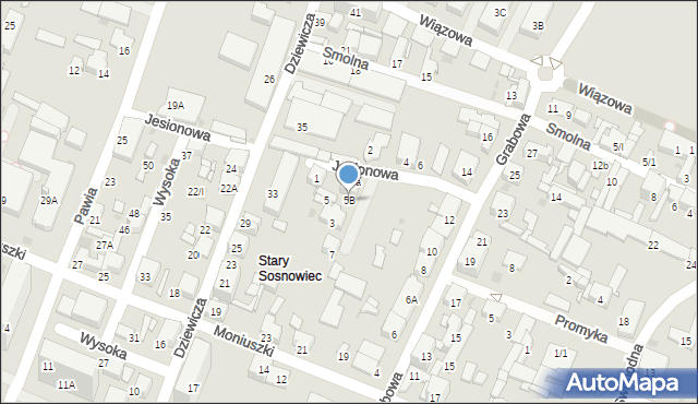 Sosnowiec, Jesionowa, 5B, mapa Sosnowca