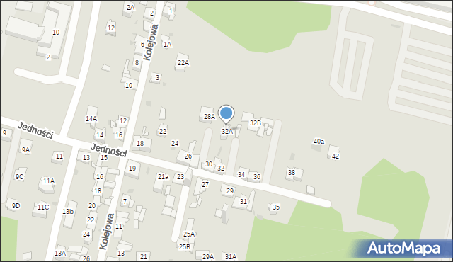 Sosnowiec, Jedności, 32A, mapa Sosnowca