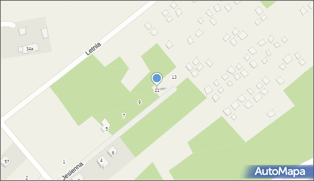Stare Budy, Jesienna, 11, mapa Stare Budy