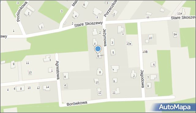 Stare Skoszewy, Jeżynowa, 6, mapa Stare Skoszewy