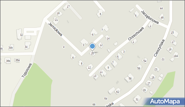 Strumień, Jemiołowa, 10, mapa Strumień