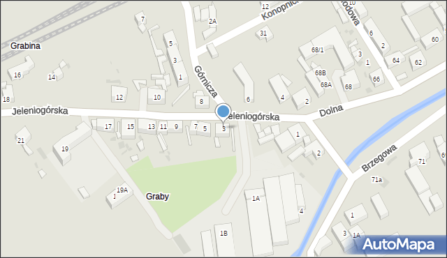 Strzegom, Jeleniogórska, 3, mapa Strzegom