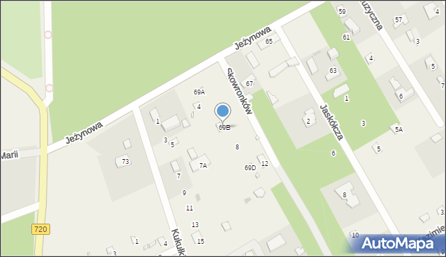 Strzeniówka, Jeżynowa, 69B, mapa Strzeniówka