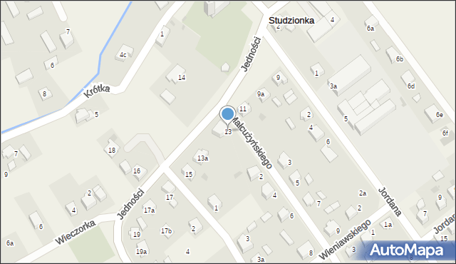 Studzionka, Jedności, 13, mapa Studzionka