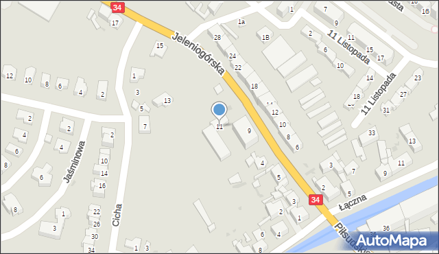 Świebodzice, Jeleniogórska, 11, mapa Świebodzice