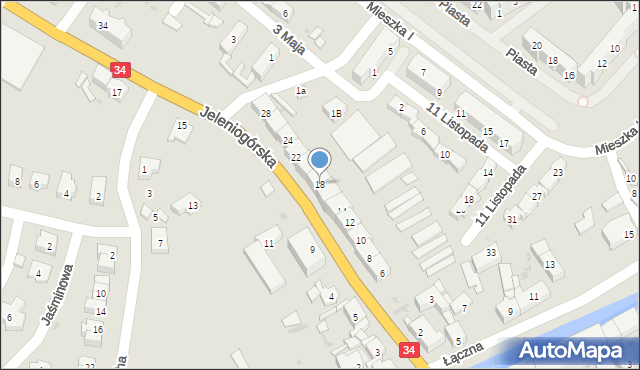 Świebodzice, Jeleniogórska, 18, mapa Świebodzice