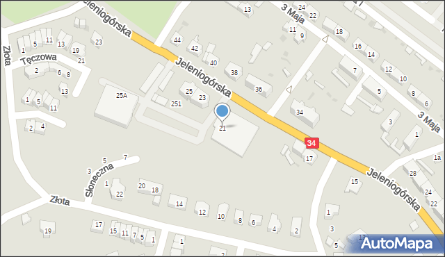 Świebodzice, Jeleniogórska, 21, mapa Świebodzice