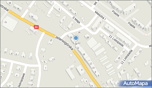 Świebodzice, Jeleniogórska, 24, mapa Świebodzice