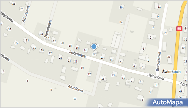Świerkocin, Jeżynowa, 12, mapa Świerkocin