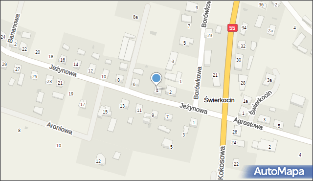 Świerkocin, Jeżynowa, 4, mapa Świerkocin