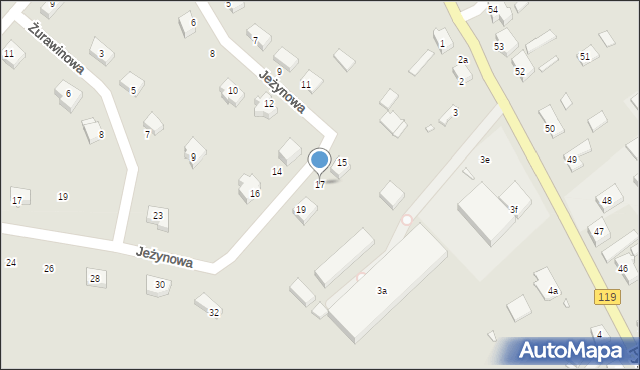 Szczecin, Jeżynowa, 17, mapa Szczecina