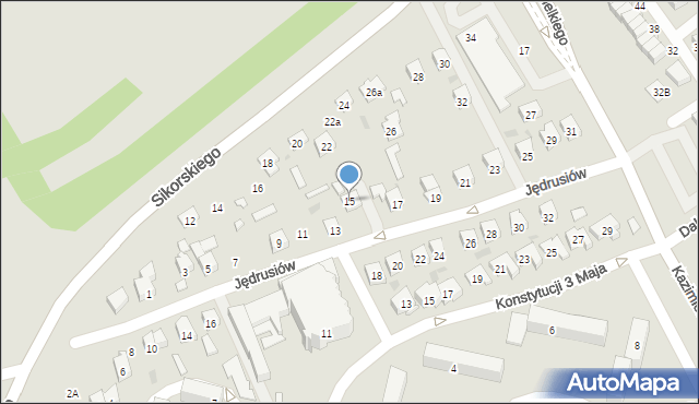 Tarnobrzeg, Jędrusiów, 15, mapa Tarnobrzegu