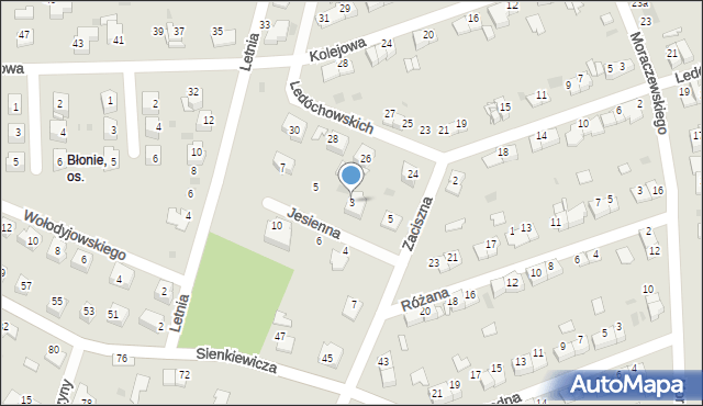 Tarnów, Jesienna, 3, mapa Tarnów