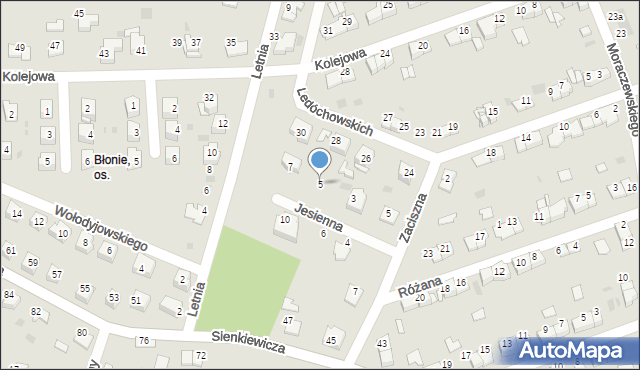 Tarnów, Jesienna, 5, mapa Tarnów