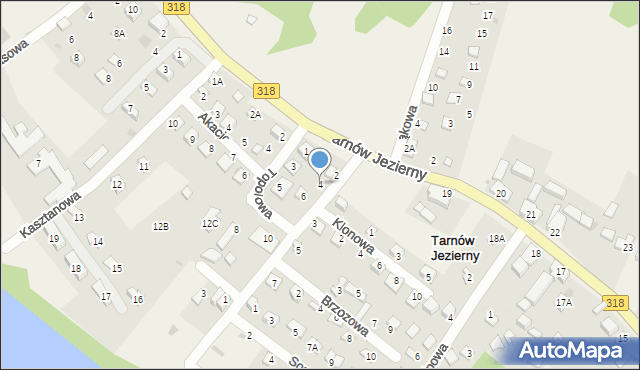 Tarnów Jezierny, Jeziorna, 4, mapa Tarnów Jezierny
