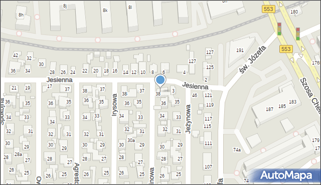 Toruń, Jesienna, 5, mapa Torunia