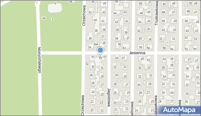 Toruń, Jesienna, 51, mapa Torunia