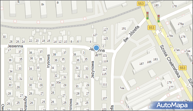 Toruń, Jeżynowa, 46, mapa Torunia