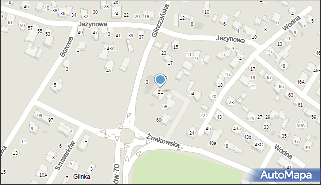 Tychy, Jeżynowa, 21, mapa Tychów