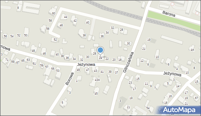 Tychy, Jeżynowa, 24, mapa Tychów