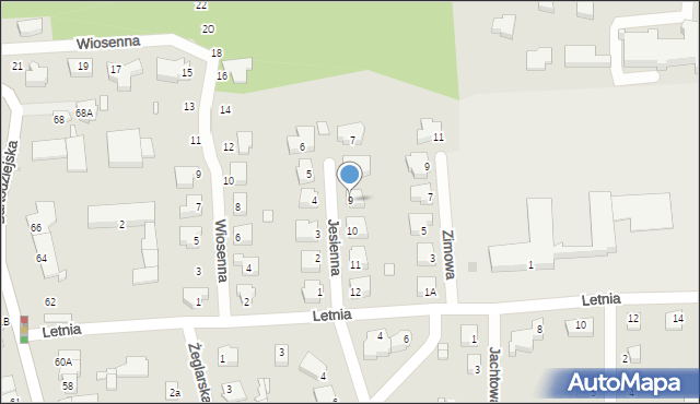 Wągrowiec, Jesienna, 9, mapa Wągrowiec