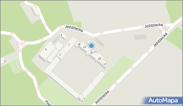 Wałbrzych, Jeździecka, 1C, mapa Wałbrzycha