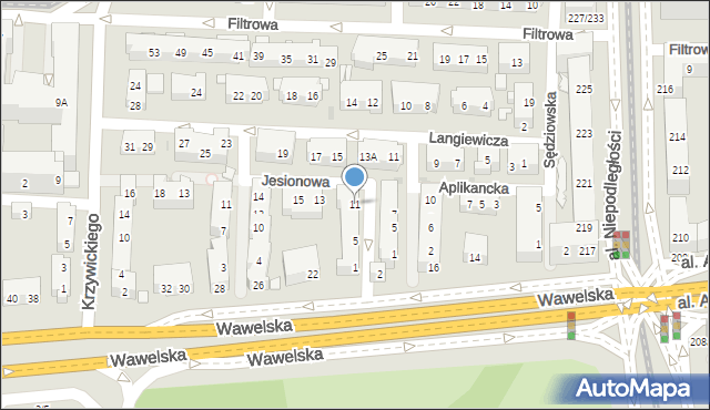 Warszawa, Jesionowa, 11, mapa Warszawy