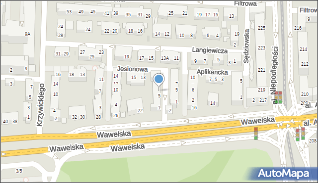 Warszawa, Jesionowa, 7, mapa Warszawy