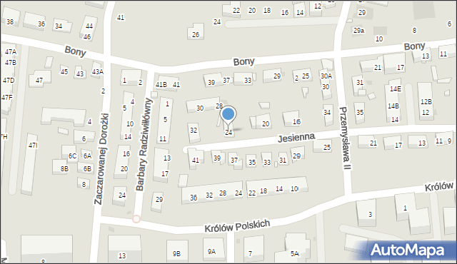 Warszawa, Jesienna, 24, mapa Warszawy