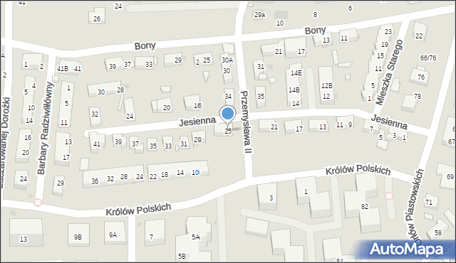 Warszawa, Jesienna, 25, mapa Warszawy