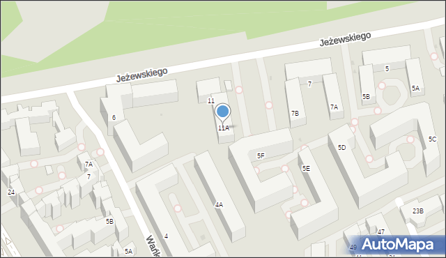 Warszawa, Jeżewskiego Kazimierza, 11A, mapa Warszawy